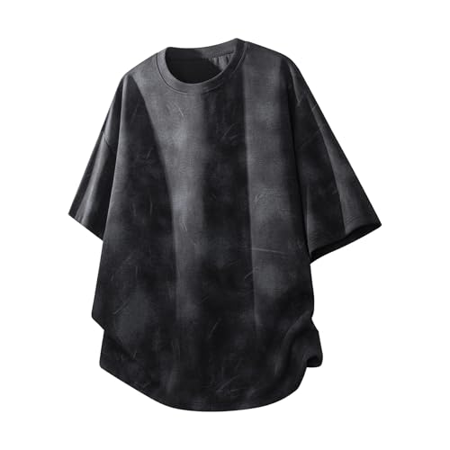 GURUNVANI Herren-T-Shirt, Batikfärbung, übergroß, kurzärmelig, Used-Look, Vintage, Unisex, lässiges Oberteil, Schwarz, M GURUNVANI Herren-T-Shirt, Batikfärbung, übergroß, kurzärmelig, Used-Look, Vintage, Unisex, lässiges Oberteil, Schwarz, M von GURUNVANI