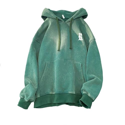 GURUNVANI Herren Vintage Hoodies Distressed Hooded Sweatshirt Graphic Pullover, Xw99357green, X-Large von GURUNVANI