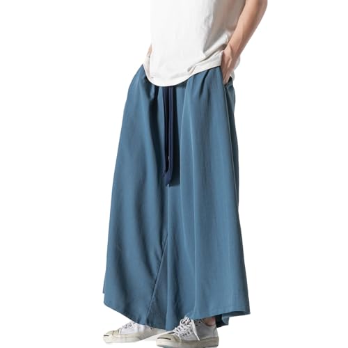 GURUNVANI Herren Wide Leg Pants Japanische Yoga Hosen Hip Hop Baggy Hosen, 23K133Blau, M von GURUNVANI