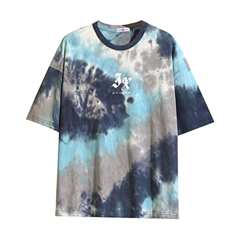GURUNVANI T-Shirt Herren Harajuku Streetwear T-Shirt Herren T-Shirt Halbarm Hip Hop T-Shirt, 3322 Blau, Mittel von GURUNVANI