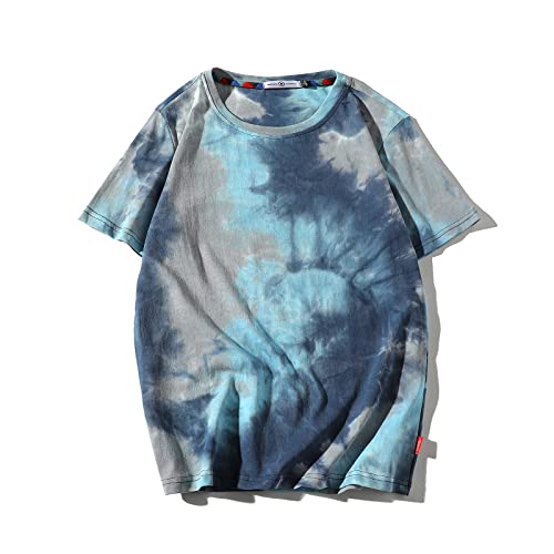 GURUNVANI T-Shirt Männer Tie Dyed Tees Streetwear Hip Hop Top, T3133Blue, X-Large von GURUNVANI