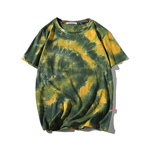 GURUNVANI T-Shirt Männer Tie Dyed Tees Streetwear Hip Hop Top, T3133Green, XX-Large von GURUNVANI