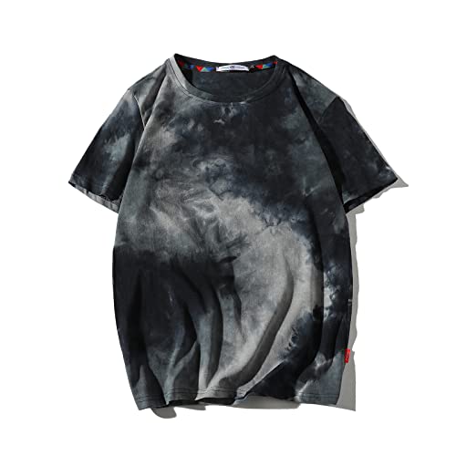 GURUNVANI T-Shirt Männer Tie Dyed Tees Streetwear Hip Hop Top, T3133NaveBlue, Large von GURUNVANI