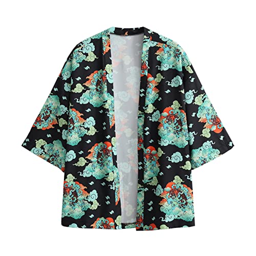 GURUNVANI Herren Kurzarm Japanisches Harajuku Shirt Sommer Jacke Tops Shirts, 20F12 Grün, M GURUNVANI Herren Kurzarm Japanisches Harajuku Shirt Sommer Jacke Tops Shirts, 20F12 Grün, M von GURUNVANI