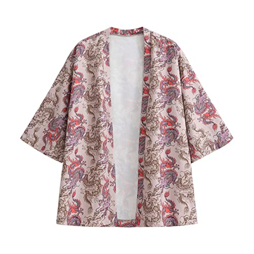 Herren Kurzarm Japanisches Harajuku Shirt Sommer Jacke Tops Shirts, 20F12Red, M von GURUNVANI