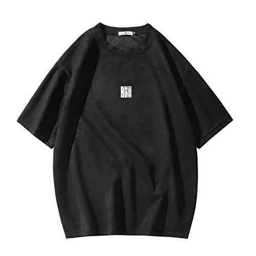 Herren T-Shirt Streetwear Harajuku Tops Kurzarm Rundhals T-Shirt, T3408Black, XL von GURUNVANI