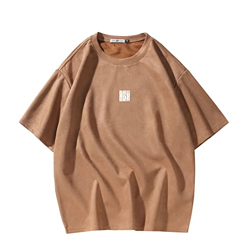 Herren T-Shirt Streetwear Harajuku Tops Kurzarm Rundhals T-Shirt, T3408Brown, XXL Herren T-Shirt Streetwear Harajuku Tops Kurzarm Rundhals T-Shirt, T3408Brown, XXL von GURUNVANI