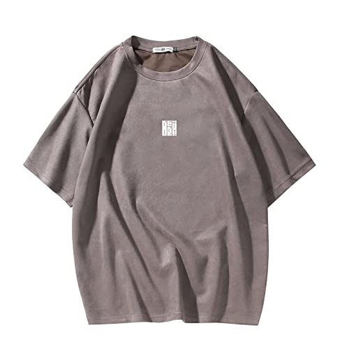 Herren T-Shirt Streetwear Harajuku Tops Kurzarm Rundhals T-Shirt, T3408Grau, XXL von GURUNVANI