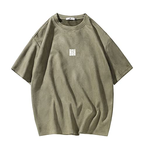 Herren T-Shirt Streetwear Harajuku Tops Kurzarm Rundhals T-Shirt, T3408grün, Klein von GURUNVANI