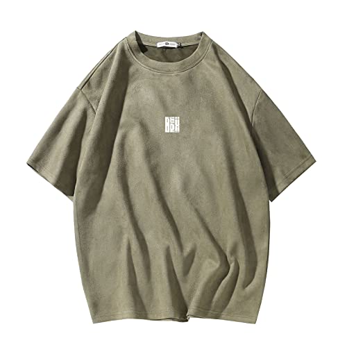 Herren T-Shirt Streetwear Harajuku Tops Kurzarm Rundhals T-Shirt, T3408grün, L von GURUNVANI