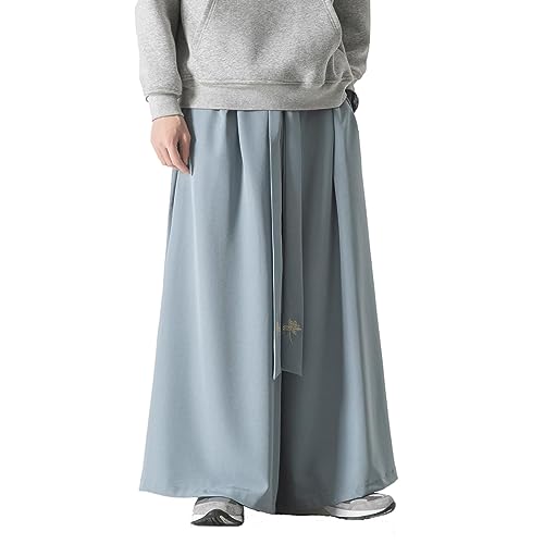 Herrenhose mit weitem Bein und Kordelzug Japanische weiche Yogahose Hip Hop Baggy Trousers, K227Blau, Medium von GURUNVANI