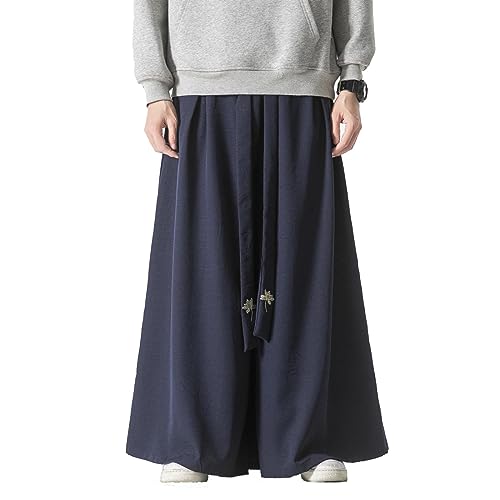Herrenhose mit weitem Bein und Kordelzug Japanische weiche Yogahose Hip Hop Baggy Trousers, K227Navyblau, Medium von GURUNVANI