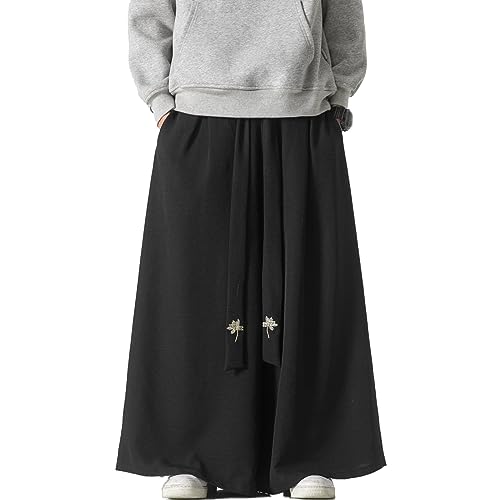 Herrenhose mit weitem Bein und Kordelzug Japanische weiche Yogahose Hip Hop Baggy Trousers, K227Schwarz, Medium von GURUNVANI
