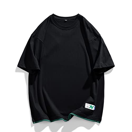 T-Shirt Herren Harajuku Streetwear T-Shirt Männer T-Shirt Kurzarm Hip Hop T-Shirt, T3962Black, Klein von GURUNVANI