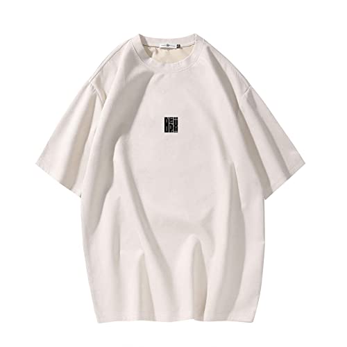 T Shirt Herren Streetwear Harajuku Japanisches Great Wave T-Shirt Kurzarm T-Shirt, T3408beige, XL von GURUNVANI