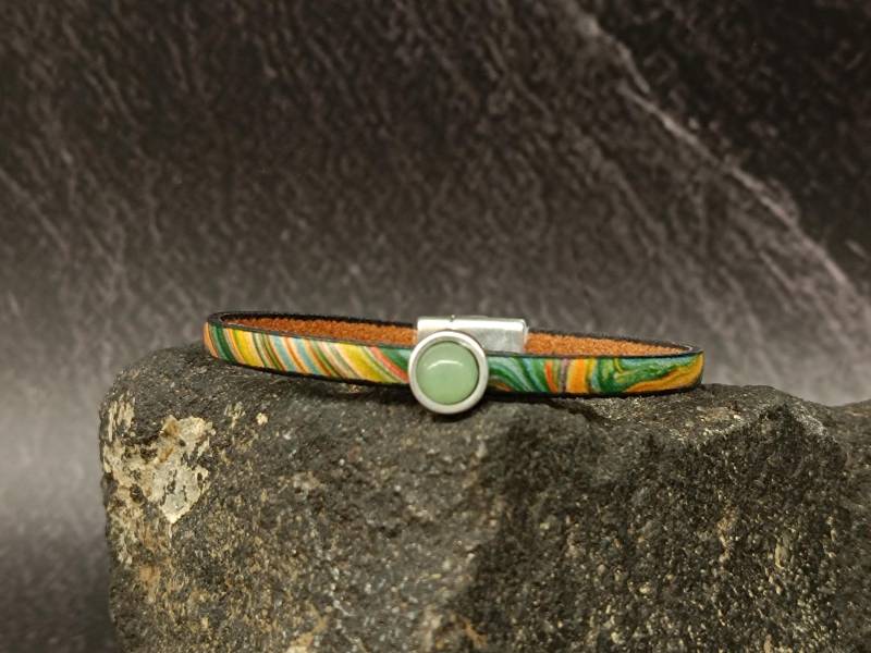 Aventurin Armband Multicolor Edelstein Unisex Lederarmband Freund Geschenk Angepasst Auf Ihrem Handgelenk von GUSFREE