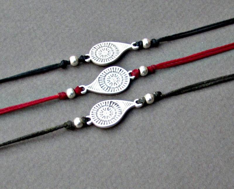 Boho Kordel Armband Fußkettchen Antik Silber Charm, Verstellbar von GUSFREE