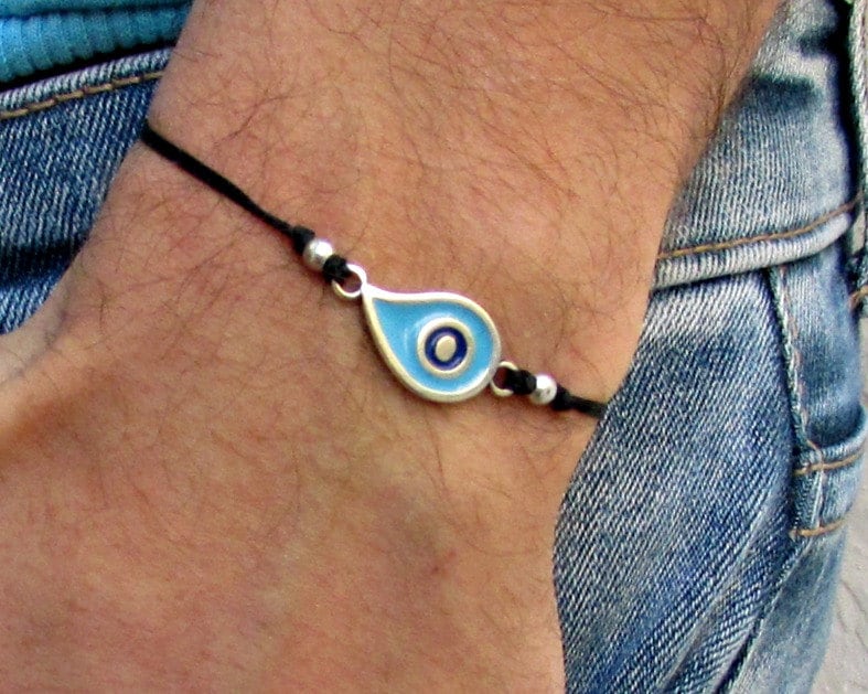 Boho Evil Eye Herren Schnur Armband Fußkettchen Blau Verstellbar von GUSFREE