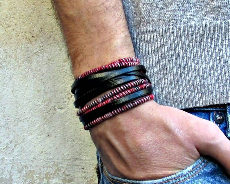 Boho Leder Wickelarmband Manschette Unisex Multicolor Multistrand Armband An Ihr Handgelenk Angepasst von GUSFREE