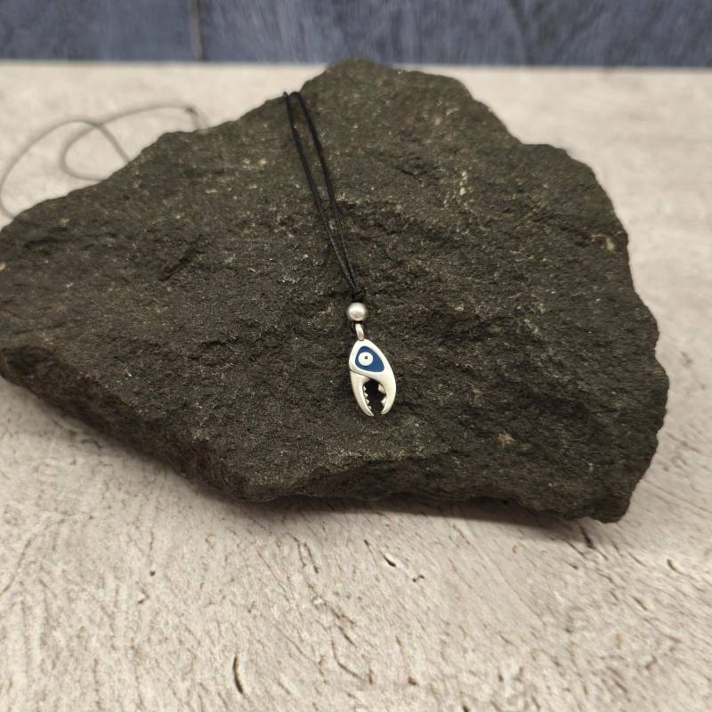 Emaille Evil Eye Krabbenkrallen Halskette Verstellbares Lederband von GUSFREE