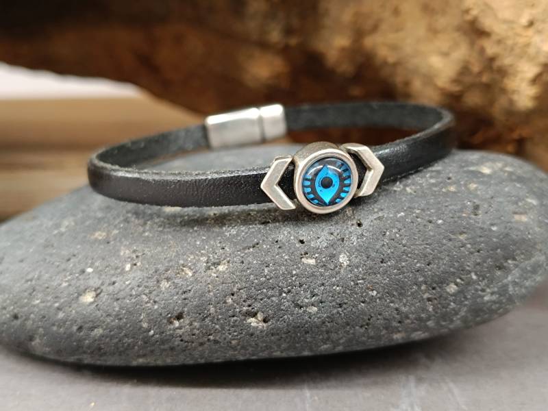 Unisex Evil Eye Lederarmband Versilberter Magnetverschluss von GUSFREE