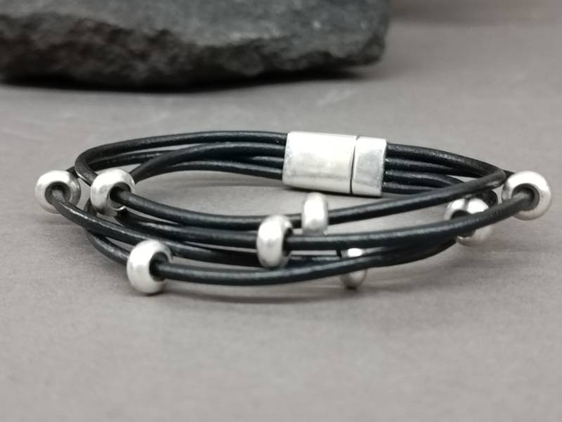 Perlenarmband Aus Leder Mehrstrangig Unisex Boho Style von GUSFREE