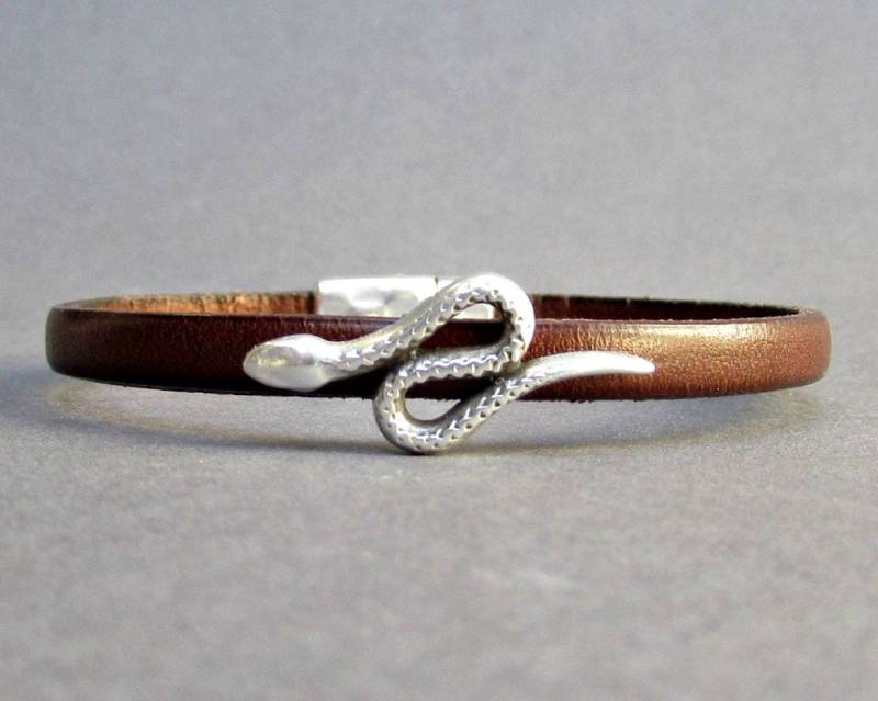 Schlangenleder Armband Silber Unisex Armspange, Personalisierbar von GUSFREE