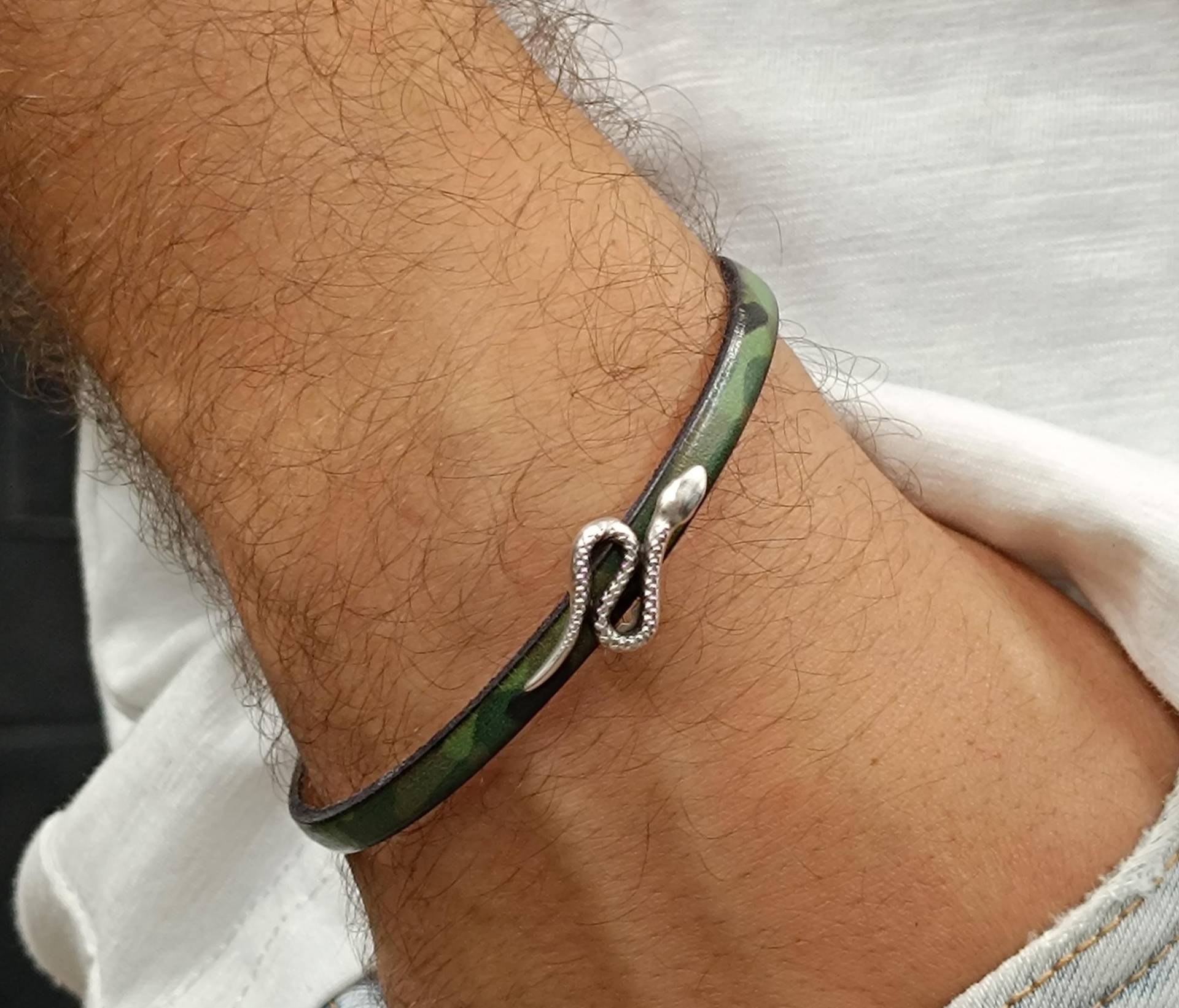 Schlangenarmband, Minimal Multicolor Unisex Gedruckt Lederarmband Freund Geschenk An Ihrem Handgelenk Angepasst Schlangenarmband, Minimal Multicolor Unisex Gedruckt Lederarmband Freund Geschenk An Ihrem Handgelenk Angepasst von GUSFREE
