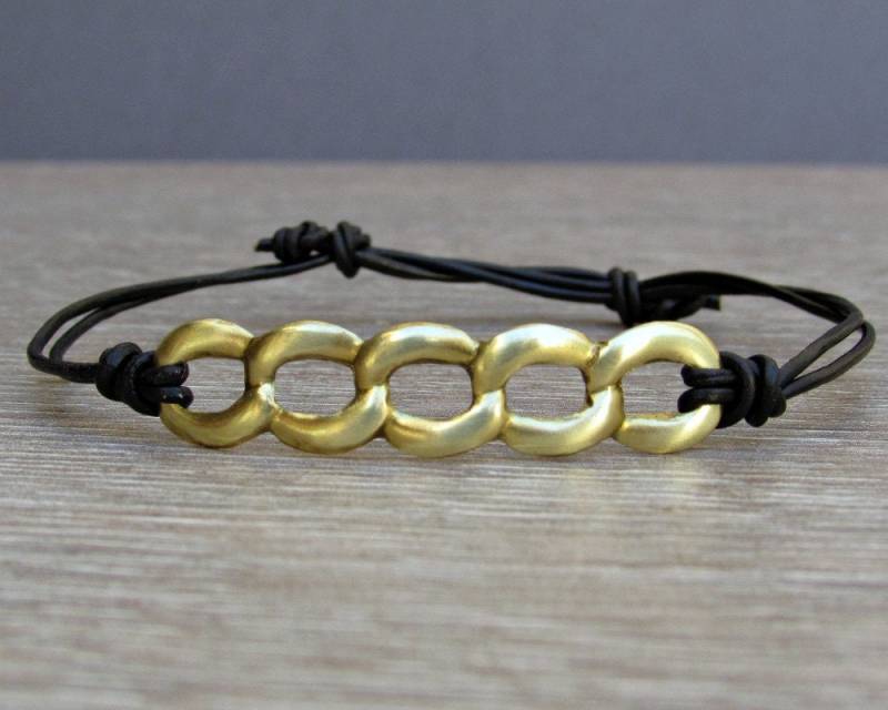 Unisex Bronze Kette Lederband Armband Verstellbar von GUSFREE