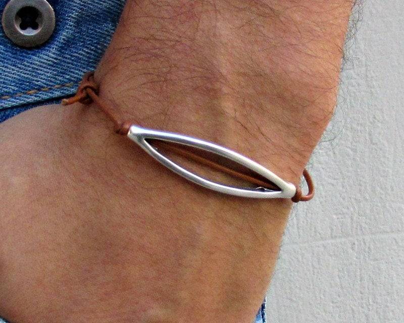 Unisex Einfache Lederarmband Sie Und Ihn Silber Zierliche Armband Einstellbar von GUSFREE