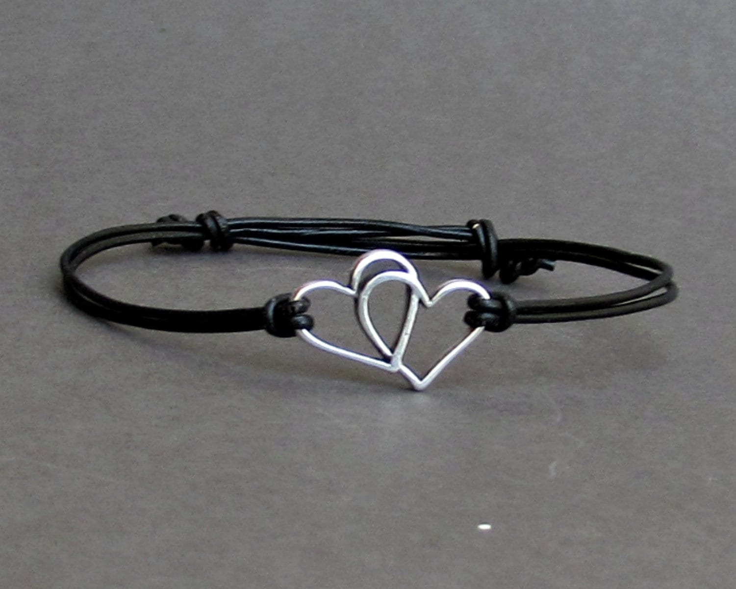 Zwei Herzen Armband, Silber, Paare Lederarmband Für Männer, Fo Frauen, Geschenk Ihn, Bestfriend Herren Schmuck, Verstellbar von GUSFREE