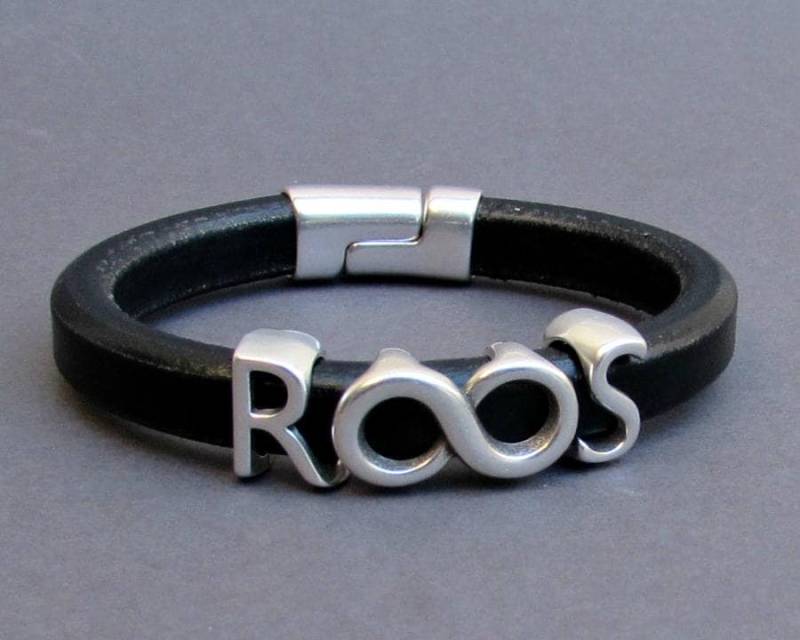 Personalisiertes Leder Paar Armband Silber Initial Monogramm Armreif von GUSFREE