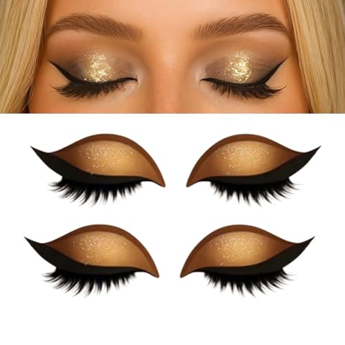 2 Paar Lazy Eye Shadow Eyelash Patch, Lazy Eye Shadow Wimpernpatch, Glitzer-Lidschatten-Aufkleber Mit Wimpern, 2-in-1 wiederverwendbare Lidschatten- und Wimpern-Makeup-Sticker, Kein Kleber (Gold) von GUSHE