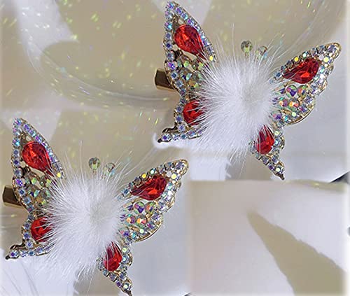 2 Stück Fliegende Schmetterling Haarnadel,Haarspange Schmetterling,3D Glänzende Schmetterling Haarspangen,Niedliche Mini Schmetterling Haarkrallen,Butterfly Hair Clips für Frauen Mädchen (Weiß) von GUSHE