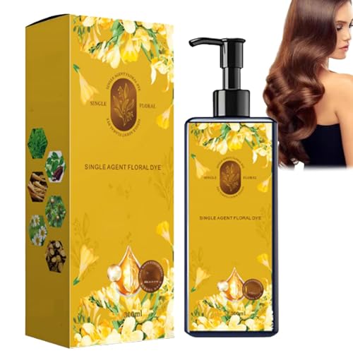 Haarfarbe auf Pflanzenbasis, Nourishing Herbal Hair Dye, Schwarzes Haarfärbeshampoo, Haarfarbe Shampoo für Graues Haar, Natürliches Sofort-Haarfarben-Shampoo für Männer und Frauen, 300ML (Schwarz) von GUSHE