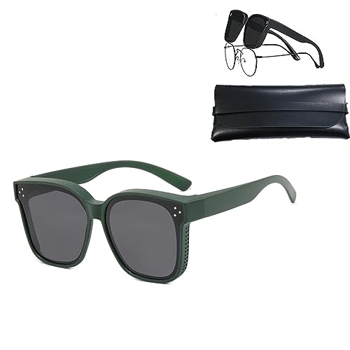 Universelle Modelle von kurzsichtigen Sonnenbrillen, Überbrille Sonnenbrille für Brillenträger, Polarisiert Sonnenbrille Überbrille, Überziehbrille Damen Herren, Fit-Over Sonnenbrille (Grün) von GUSHE