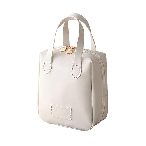 wasserdichte Kosmetiktasche mit großem Fassungsvermögen, Tragbare Reise Kosmetiktasche Damen, Kosmetiktasche für Handtasche mit Fächern, PU-Leder Kosmetikkoffer, Make-up Tasche Organizer (Weiß) von GUSHE