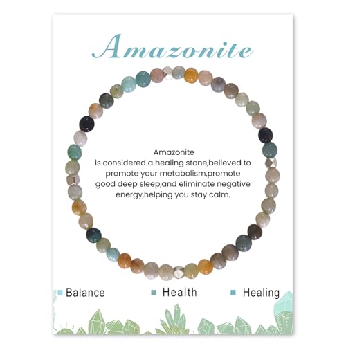 4mm Stretch Armband aus Echten Naturstein Perlen, Natursteinarmband, Edelstein Armband Damen Perlenarmband für Muttertag Geburtstag Valentinstag Weihnachten Geschenke (Amazonas) von GUSXPPD