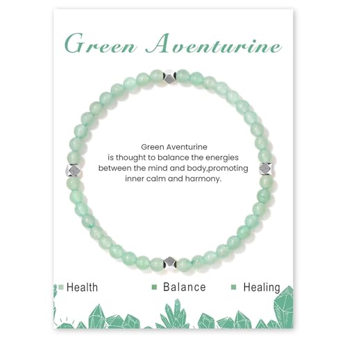 4mm Stretch Armband aus Echten Naturstein Perlen, Natursteinarmband, Edelstein Armband Damen Perlenarmband für Muttertag Geburtstag Valentinstag Weihnachten Geschenke (Grüner Aventurin) von GUSXPPD