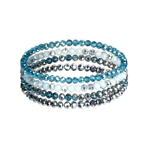 Damen Kristall Perlen Armband, Mehrschichtiges Steine Armband, Boho Modeschmuck Armband Damen, Mehrschichtige Kristall Stein Perlen Armbänder, Stapelbares Damen Yoga Armband für Frauen (Bunt 2) von GUSXPPD