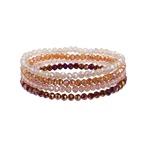 Damen Kristall Perlen Armband, Mehrschichtiges Steine Armband, Boho Modeschmuck Armband Damen, Mehrschichtige Kristall Stein Perlen Armbänder, Stapelbares Damen Yoga Armband für Frauen (Bunt 3) von GUSXPPD