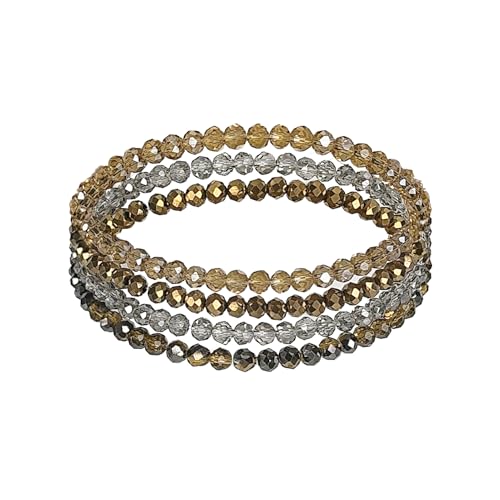 Damen Kristall Perlen Armband, Mehrschichtiges Steine Armband, Boho Modeschmuck Armband Damen, Mehrschichtige Kristall Stein Perlen Armbänder, Stapelbares Damen Yoga Armband für Frauen (Bunt 4) von GUSXPPD