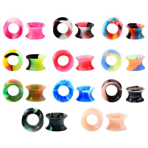 GUSXPPD 11 Paar Flesh Tunnel aus Silikon, 6-16mm Silikon Ohr Tunnel Set, Flexibel Flesh Extra Soft Ohr Plug Expander Piercing Schmuck für Frauen Männer, Mehrfarbige (12MM) von GUSXPPD