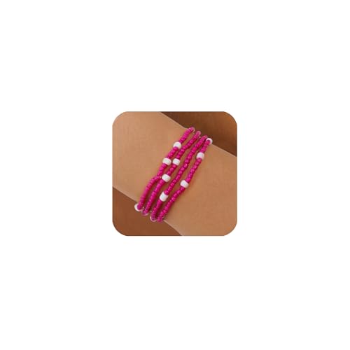 GUSXPPD 4 Stück Damen Kristall Perlen Armband, Mehrschichtiges Steine Boho Modeschmuck, Stretch-Armband (Multi-coloured 15) von GUSXPPD