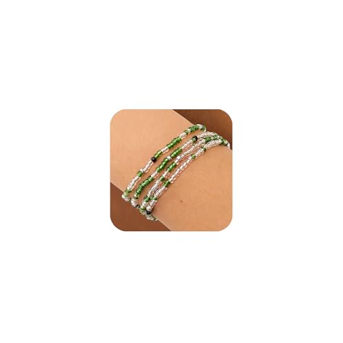 GUSXPPD 4 Stück Damen Kristall Perlen Armband, Mehrschichtiges Steine Boho Modeschmuck, Stretch-Armband (Multi-coloured 20) von GUSXPPD