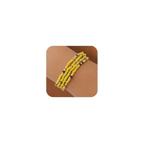 GUSXPPD 4 Stück Damen Kristall Perlen Armband, Mehrschichtiges Steine Boho Modeschmuck, Stretch-Armband (Multi-coloured 21) von GUSXPPD