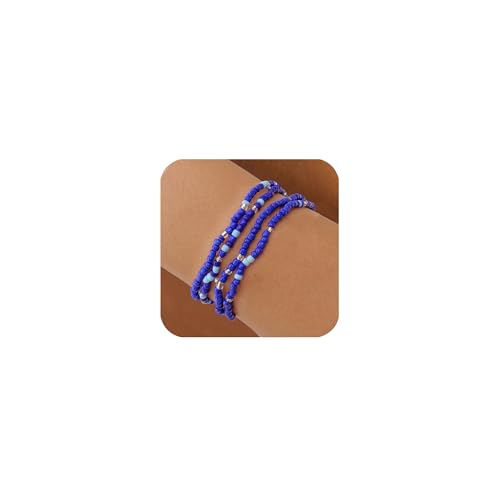 GUSXPPD 4 Stück Damen Kristall Perlen Armband, Mehrschichtiges Steine Boho Modeschmuck, Stretch-Armband Mit Mehrschichtigen Kristall Stein Perlen (Multi-coloured 5) von GUSXPPD