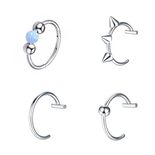 GUSXPPD 4 Stück Nasenpiercing, Septum Ring Set Chirurgenstahl, Hufeisen Lippenpiercing, Septum Ring Set Chirurgenstahl, Fake Nase piercing Schmuck Damen (blau) von GUSXPPD