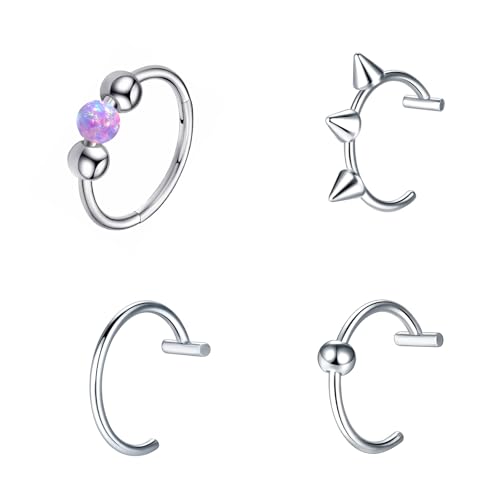 GUSXPPD 4 Stück Nasenpiercing, Septum Ring Set Chirurgenstahl, Hufeisen Lippenpiercing, Septum Ring Set Chirurgenstahl, Fake Nase piercing Schmuck Damen (lila) von GUSXPPD