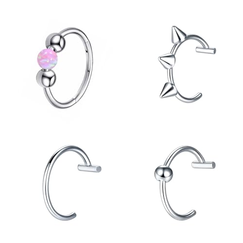 GUSXPPD 4 Stück Nasenpiercing, Septum Ring Set Chirurgenstahl, Hufeisen Lippenpiercing, Septum Ring Set Chirurgenstahl, Fake Nase piercing Schmuck Damen (rosa) von GUSXPPD